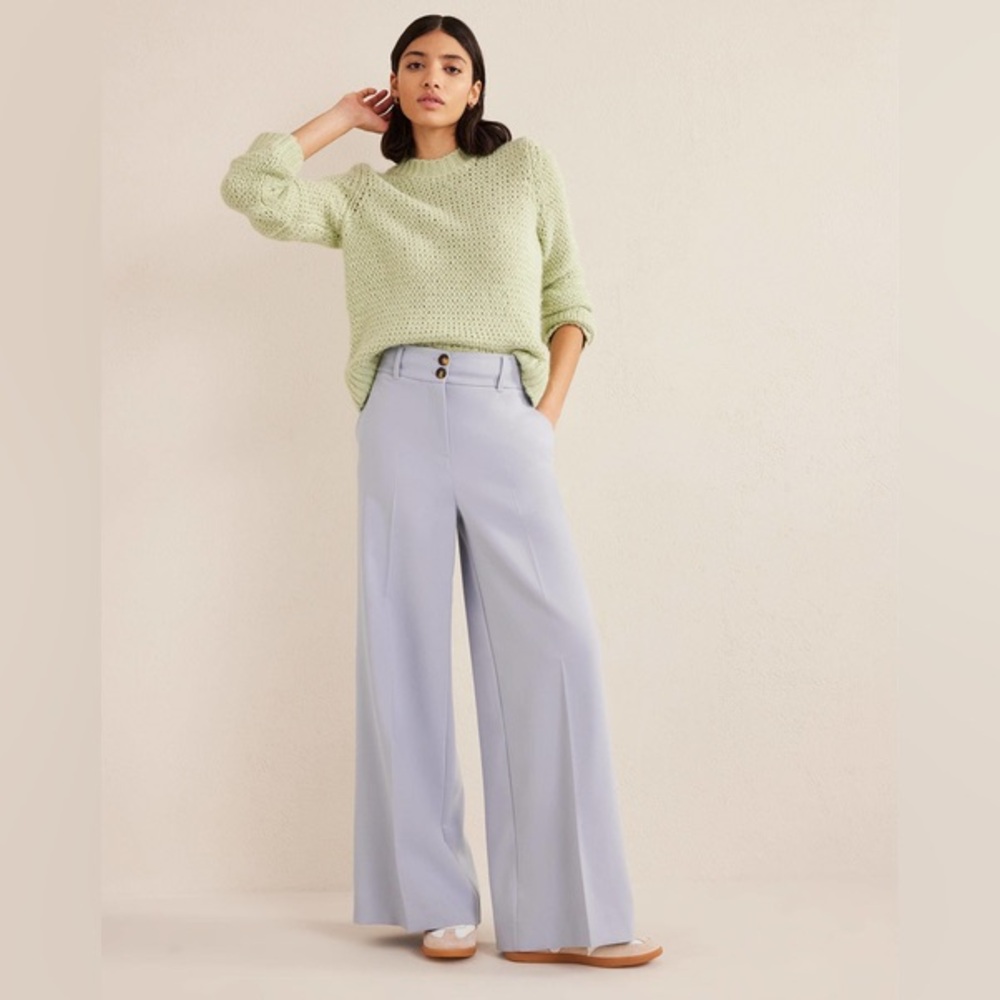 Boden Wide-Leg Chic Ice Blue Pants